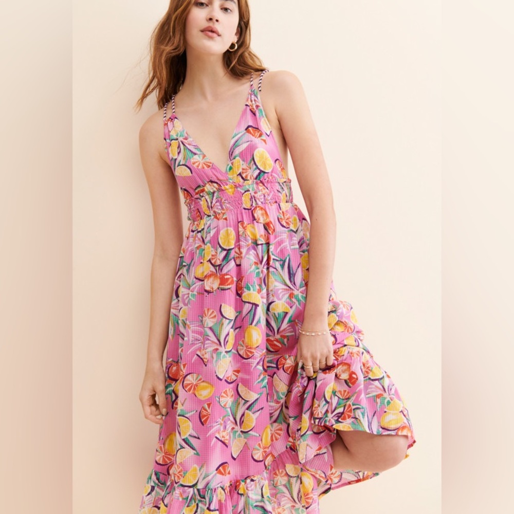 Scotch and soda Strappy Fruit Midi Dress size M/38
